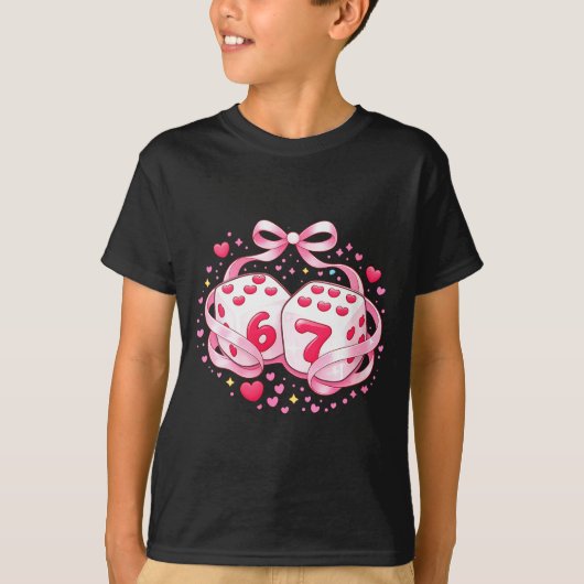 Women's Funny Valentine Dice 6 7 Preppy 67 Six Sev Tシャツ (正面)
