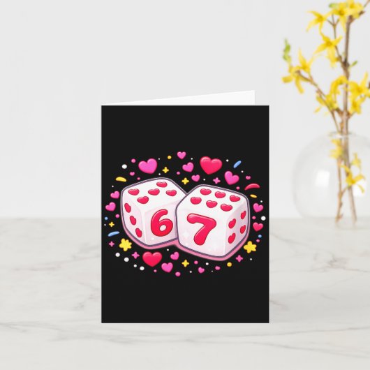 Women's Funny Valentines Day Shirt Cute Dice 67 Me カード (黄色い花)