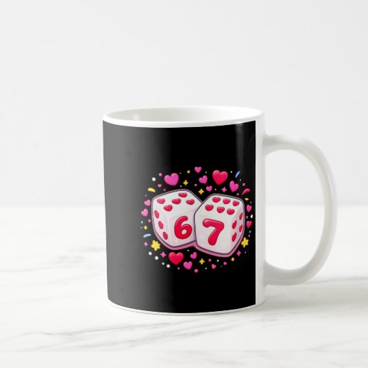 Women's Funny Valentines Day Shirt Cute Dice 67 Me コーヒーマグカップ (右)