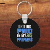 Womens Getting Paid In My Pjs Funny Remote Work Hu キーホルダー (正面)