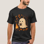 Womens Ghost By Campfire With Mug V-neck  Tシャツ (正面)