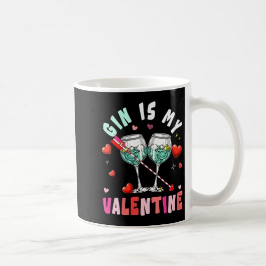 Women's Gin Is My Valentine Hearts Matching Drinke コーヒーマグカップ (右)