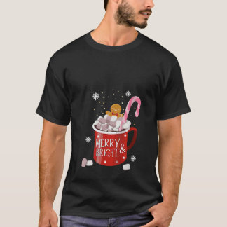 Womens Gingerbread Retro Merry And Bright Christma Tシャツ