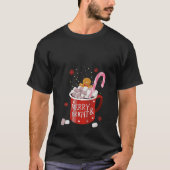 Womens Gingerbread Retro Merry And Bright Christma Tシャツ (正面)
