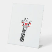 Womens Giraffe with Glasses Gift for Zoo Animal Lo 台座サイン (正面)