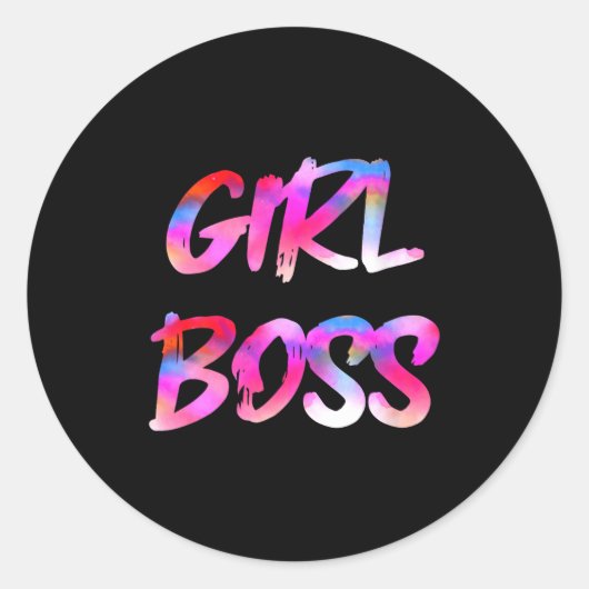 Womens Girl Boss V-neck  ラウンドシール (正面)