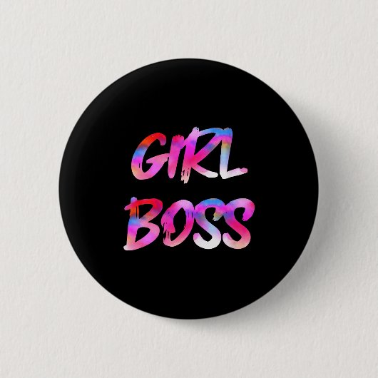 Womens Girl Boss V-neck  缶バッジ (正面)