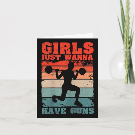 Womens Girls Just W Have Guns Funny Workout Girl G カード (正面)