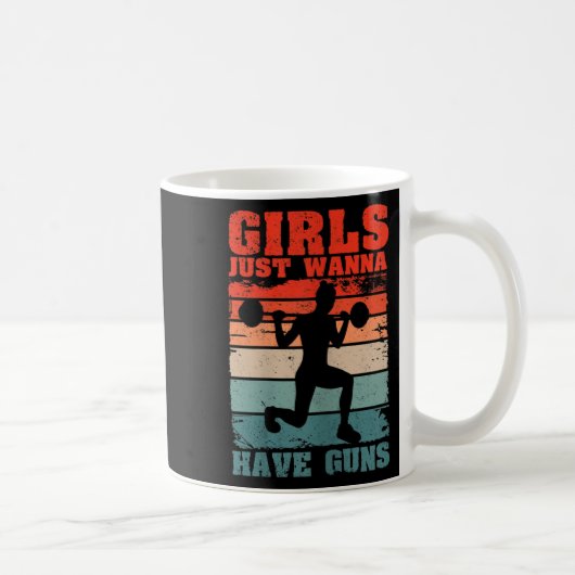 Womens Girls Just W Have Guns Funny Workout Girl G コーヒーマグカップ (右)