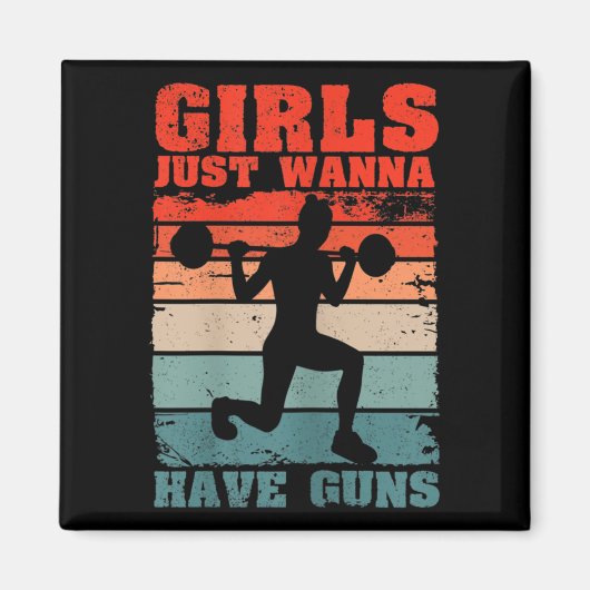 Womens Girls Just W Have Guns Funny Workout Girl G マグネット (正面)