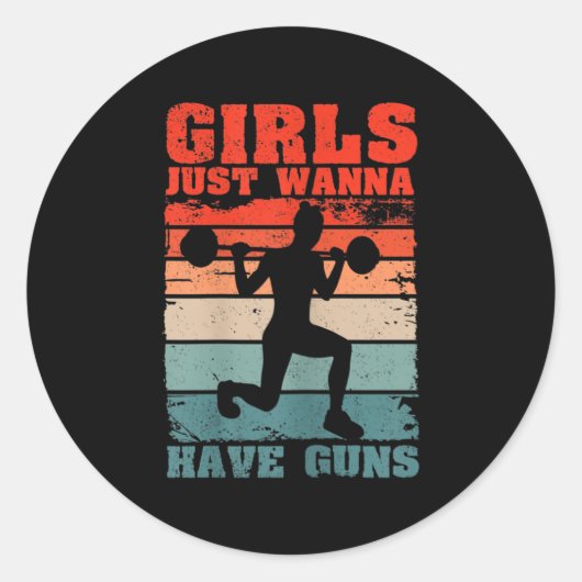 Womens Girls Just W Have Guns Funny Workout Girl G ラウンドシール (正面)
