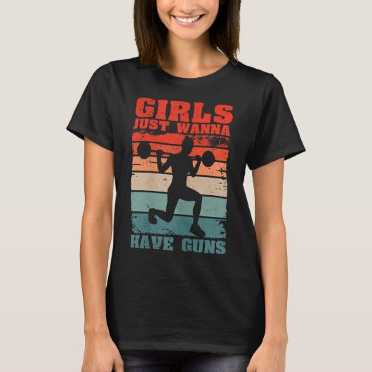 Womens Girls Just W Have Guns Funny Workout Girl G Tシャツ (正面)