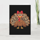 Womens Girls Thanksgiving Leopard Turkey Autumn Fa カード (正面)