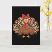 Womens Girls Thanksgiving Leopard Turkey Autumn Fa カード (黄色い花)