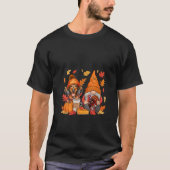 Womens Gnome Turkey Dachshund Thanksgiving Fall Le Tシャツ (正面)