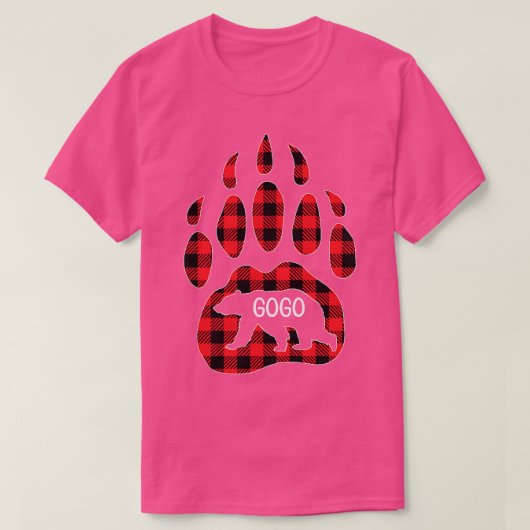 Womens Gogo Bear Red Plaid Buffalo Gogo Matching F Tシャツ (デザイン正面)
