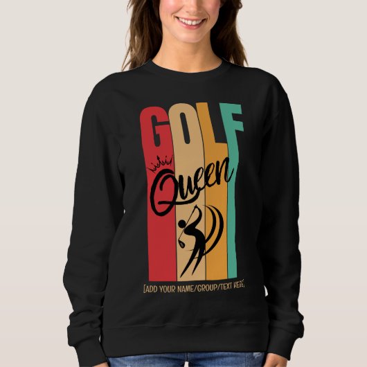 Women's GOLF QUEEN ビンテージカラーカスタムネーム スウェットシャツ (正面)