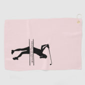 Womens Golf Silhouette Personalized Monogram City ゴルフタオル (横)