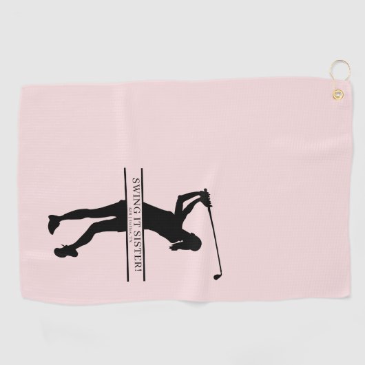 Womens Golf Silhouette Personalized Monogram City ゴルフタオル (横)