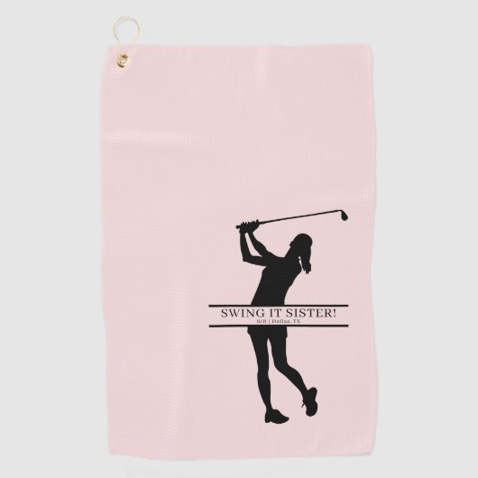 Womens Golf Silhouette Personalized Monogram City ゴルフタオル (正面)