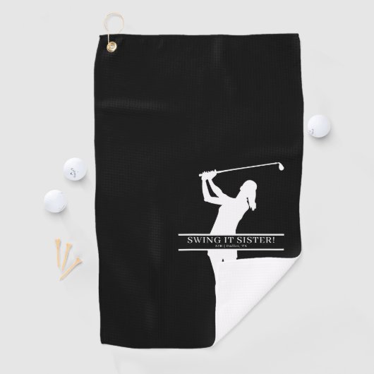 Womens Golf Silhouette Personalized Monogram City ゴルフタオル (インサイチュ)