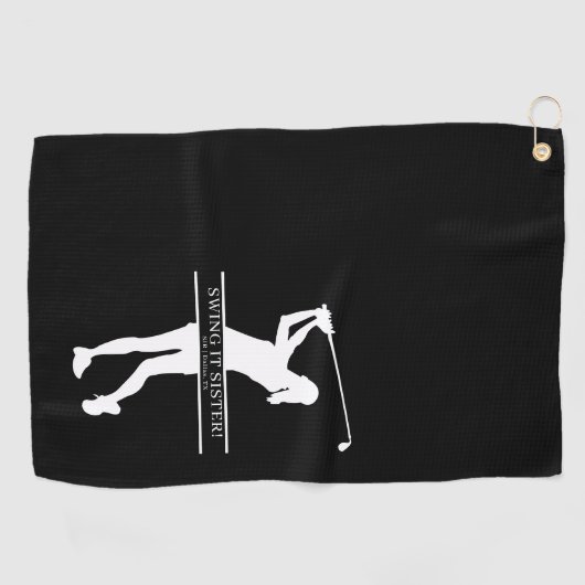Womens Golf Silhouette Personalized Monogram City ゴルフタオル (横)