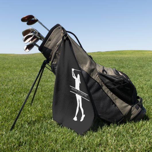 Womens Golf Silhouette Personalized Monogram City ゴルフタオル (グリーン)