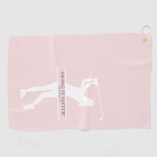 Womens Golf Silhouette Personalized Monogram City ゴルフタオル (横)
