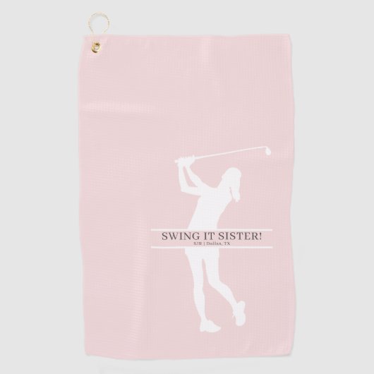 Womens Golf Silhouette Personalized Monogram City ゴルフタオル (正面)