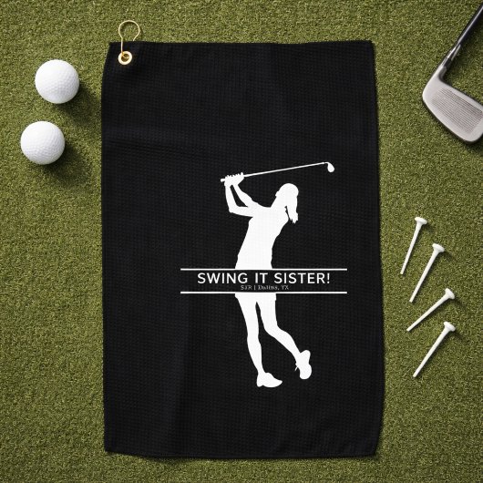 Womens Golf Silhouette Personalized Monogram City ゴルフタオル