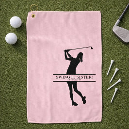 Womens Golf Silhouette Personalized Monogram City ゴルフタオル