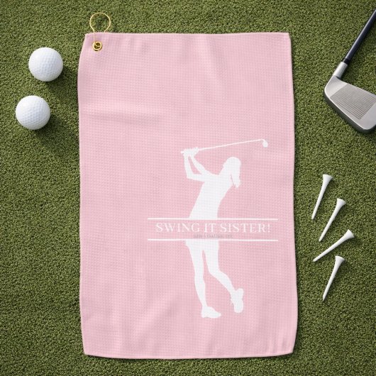 Womens Golf Silhouette Personalized Monogram City ゴルフタオル