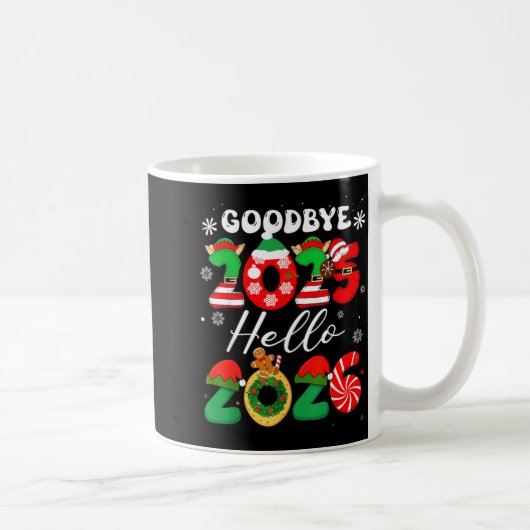 Womens Goodbye 2025 Hello 2026 Christmas Matching  コーヒーマグカップ (右)