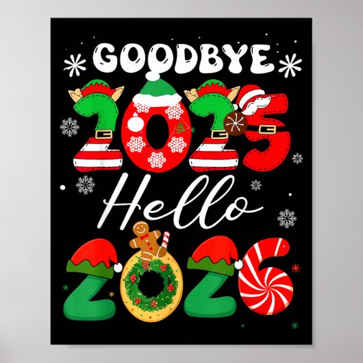 Womens Goodbye 2025 Hello 2026 Christmas Matching  ポスター (正面)