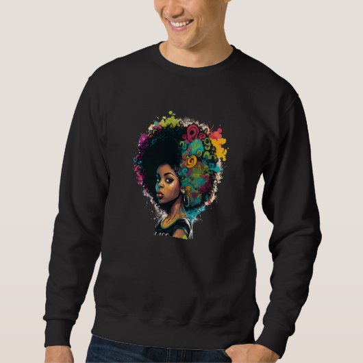Womens Graffiti Afro Black Women African American  スウェットシャツ (正面)