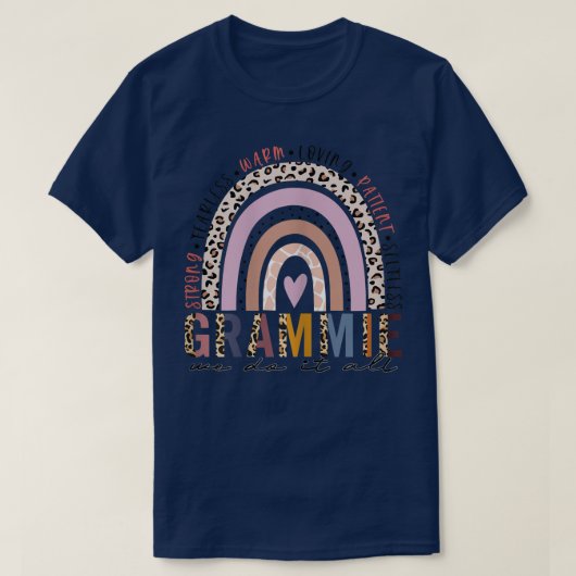 Womens Grammie Saying Leopard Rainbow, Blessed Gra Tシャツ (デザイン正面)
