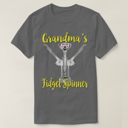 Womens Grandma's Fidget Spinner Wine Corkscrew Fun Tシャツ (デザイン正面)
