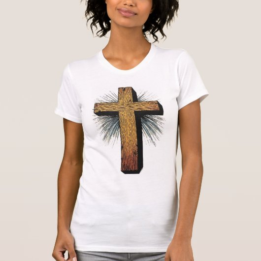 Women's Graphic Christian Cross Tee Shirt Tシャツ (正面)