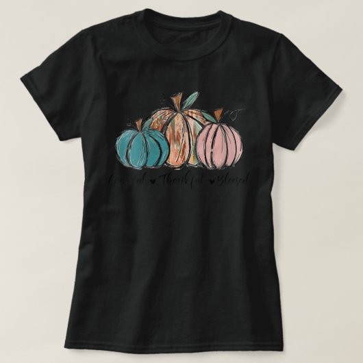 Womens Grateful Thankful Blessed Pumpkin Fall Than Tシャツ (デザイン正面)