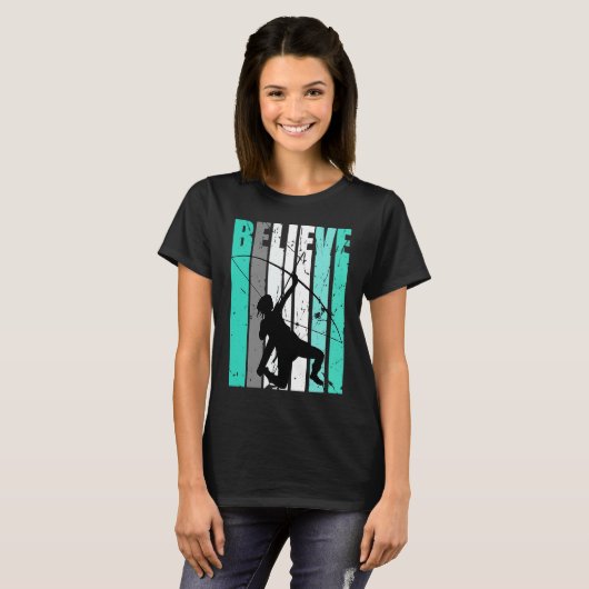 Womens Green Believe Archery Archer Bow Arrow Turq Tシャツ (正面フル)