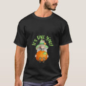 Womens Green Striped Pumpkin Gnome Fall Autumn Hal Tシャツ (正面)