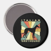 womens greyhoundイタリアン dog 70sギフト マグネット (正面/裏面)