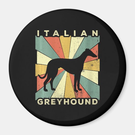 womens greyhoundイタリアン dog 70sギフト マグネット (正面)