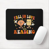 Womens Groovy Fall In Love With Reading Thanksgivi マウスパッド (マウス)