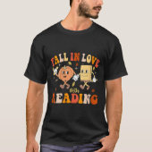Womens Groovy Fall In Love With Reading Thanksgivi Tシャツ (正面)