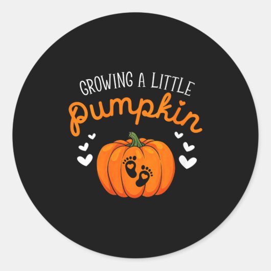 Womens Growing A-little Pumpkin Halloween Pregnanc ラウンドシール (正面)