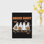 Womens Halloween Fall Goose Sheet Ghost Floral Aut カード (黄色い花)