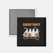 Womens Halloween Fall Goose Sheet Ghost Floral Aut マグネット (正面/裏面)