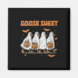 Womens Halloween Fall Goose Sheet Ghost Floral Aut マグネット