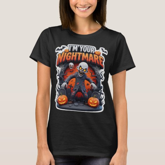 Women's Halloween Sublimation T-Shirt - Black Crew Tシャツ (正面)
